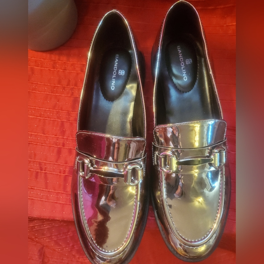 Bandolino Shiny Silver Loafers - Picture 2 of 7
